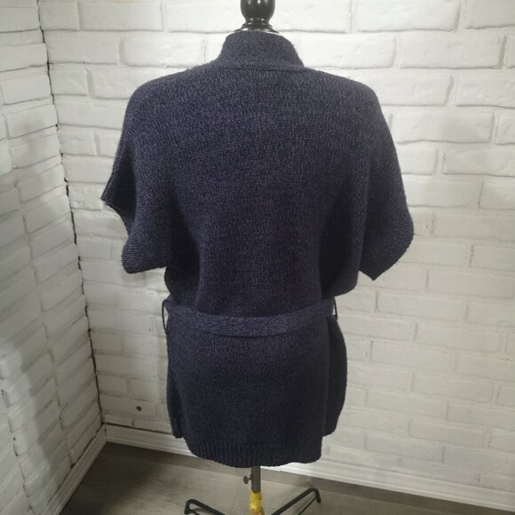 Joe Fresh Style Ladies Size XL Purple Short Sleeves Belted Long Sweater Vest - Picture 2 of 6